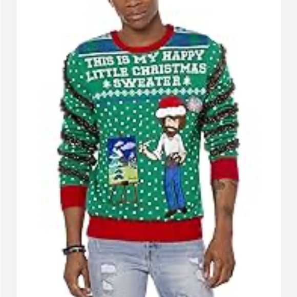Bob Ross Christmas Sweater XL - Picture 3 of 4